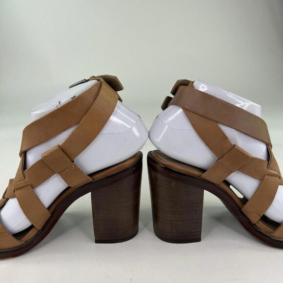 ASH Women's Block-Heel Strappy Sandals US 7 Brown Leather Ankle Booties - Picture 8 of 10